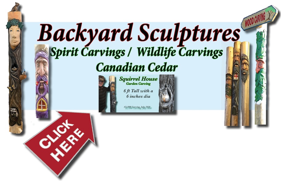 We create very cool backyard and deck sculptures, from carved cedar post to full eagles and more. 